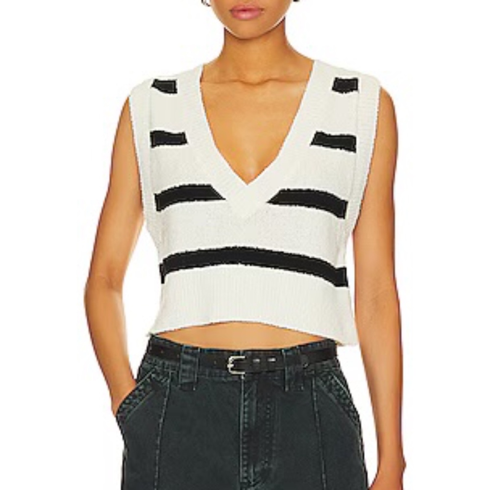 Free People Santa Monica Vest in Black & White Combo